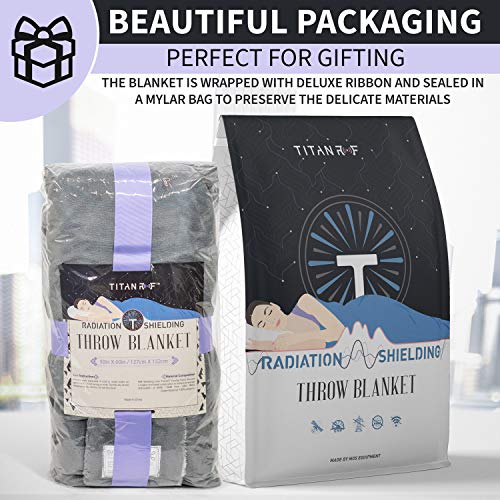 Mission Darkness TitanRF Radiation Shielding Throw Blanket - EMF Radiation Protection Ultra-Soft Reversible Gray and Whi