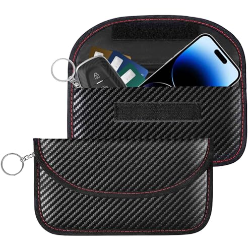 2 Pack Faraday Bags for Car Keys, 8.3x|3in Signal Blocking Pouch, Waterproof RFID Protector, Anti-Theft Security Cage Ca