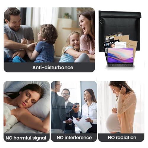 Faraday Bag Signal Isolation Bag for Phones Black 9.8"x11" Black Anti-Hacking Tracking Bag for Tablets Phones Key Fobs B