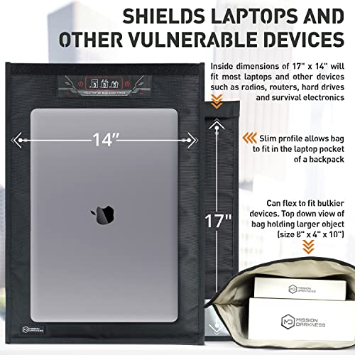 Mission Darkness Faraday Bag for Laptops // Device Shielding // Law Enforcement & Military, Executive Privacy, Travel &