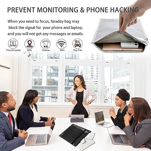 4 Pack Faraday Bags for Laptops & Phones, Anti-Theft & Tracking Protection, Waterproof & Fireproof, RFID Signal Blocker