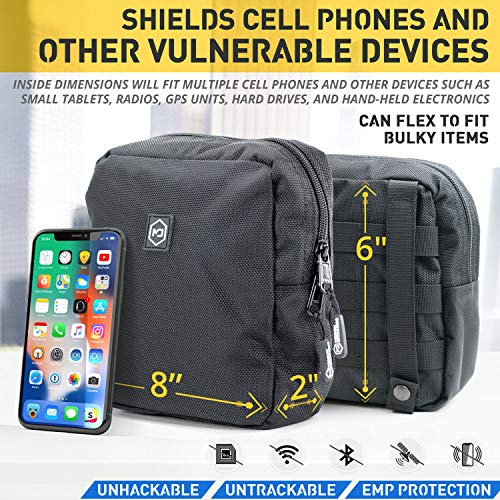 Mission Darkness MOLLE Faraday Pouch // Military-Grade RF Signal Blocking Bag // Anti-Hacking & Tracking Protection for